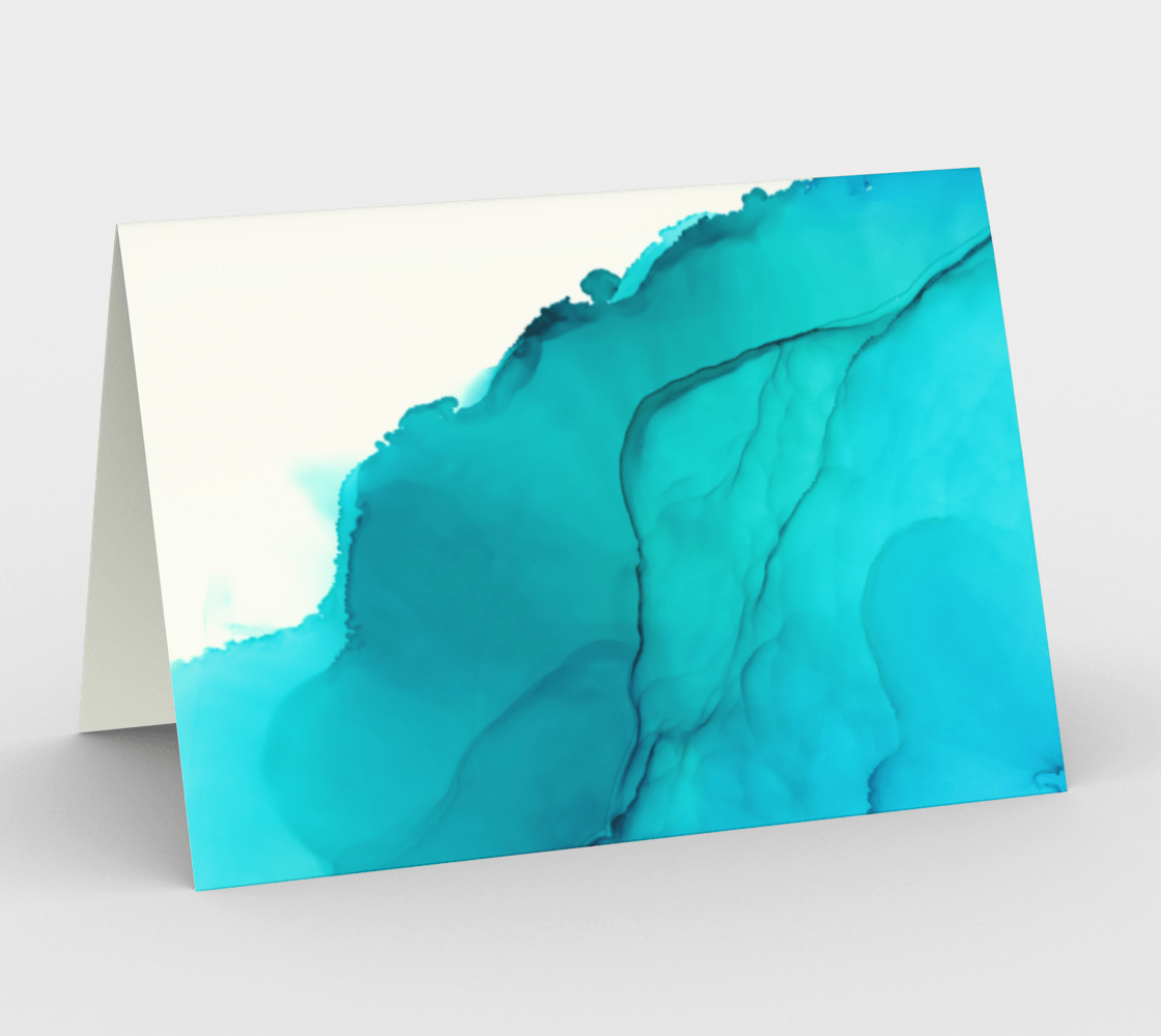 Blank Greeting Card | 5 x 7 | Blue Ink Wave