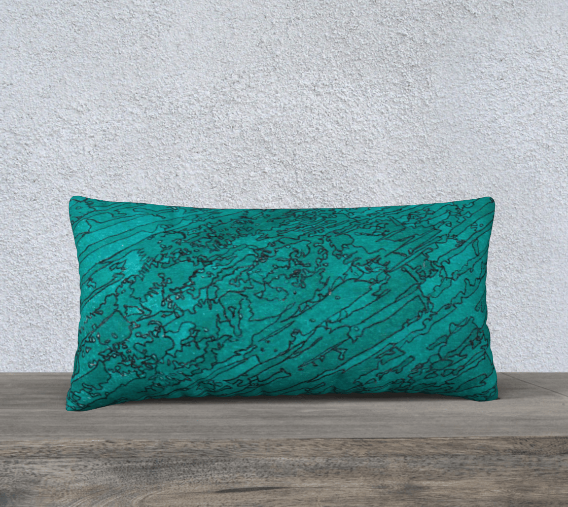 Throw Pillow Cover | 24 x 12 | Etched in Turquoise