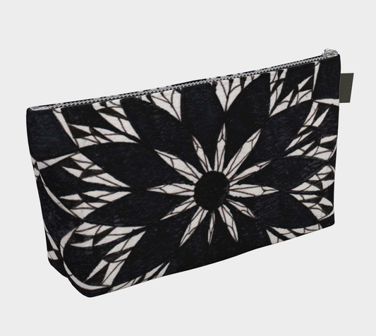 Zippered Project Bag | Black Stained Glass Flower