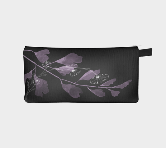 Zippered Cotton Canvas Pencil Case | Purple Floral Moss