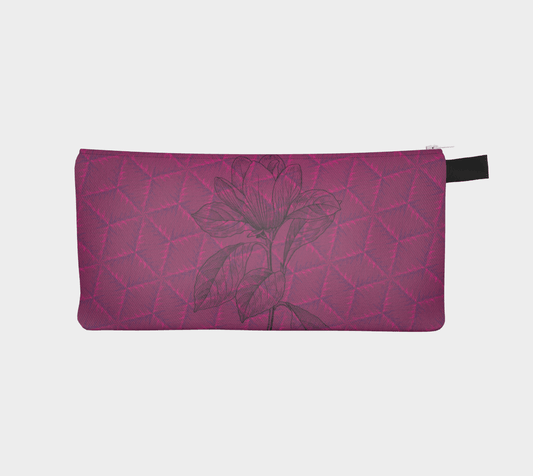 Zippered Cotton Canvas Pencil Case | Geometric Floral