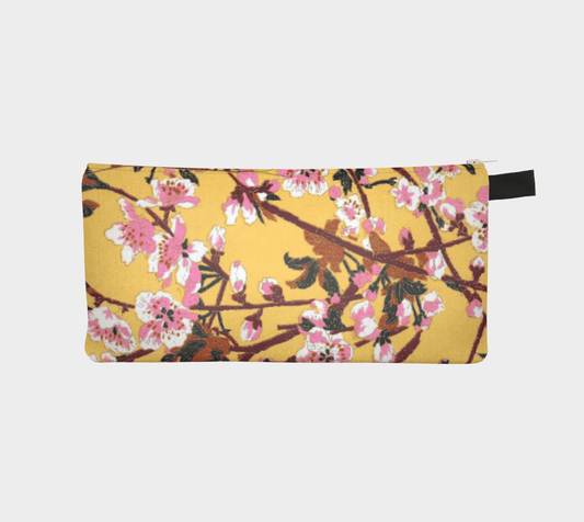 Zippered Cotton Canvas Pencil Case | Floral Mustard