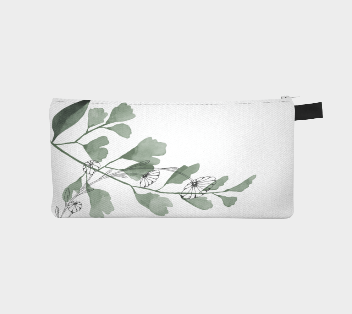 Zippered Cotton Canvas Pencil Case | Floral Moss