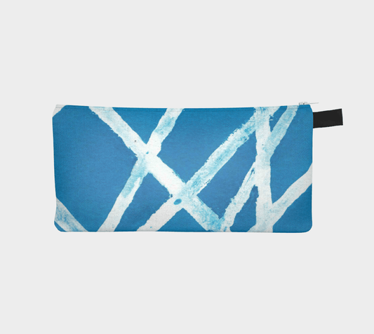 Zippered Cotton Canvas Pencil Case | White Lines