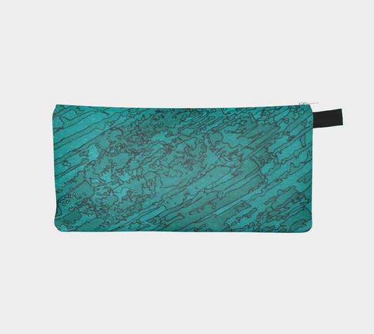 Zippered Cotton Canvas Pencil Case | Etched in Turquoise