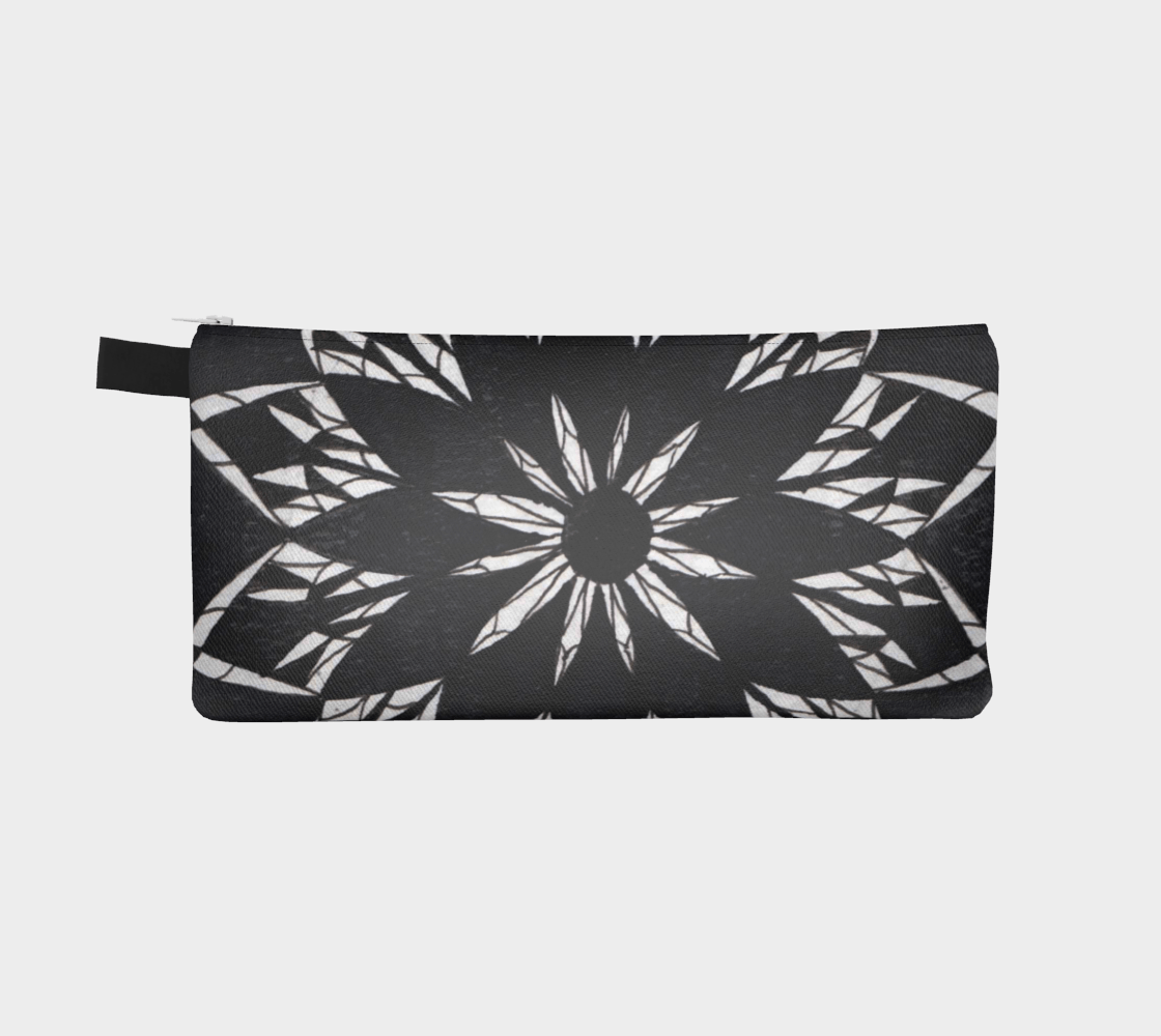 Zippered Cotton Canvas Pencil Case | Black Stained glass