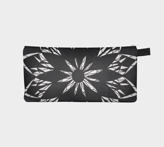 Zippered Cotton Canvas Pencil Case | Black Stained glass