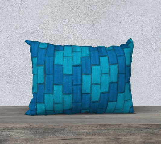 Throw Pillow Cover | 20 x 14 | Blue Bricks