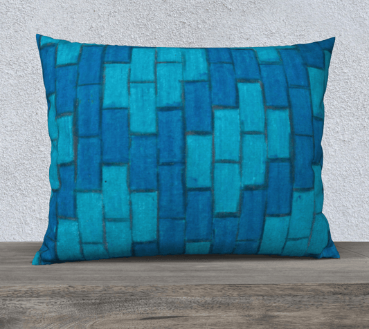 Throw Pillow Cover | 26 x 20 | Blue Bricks