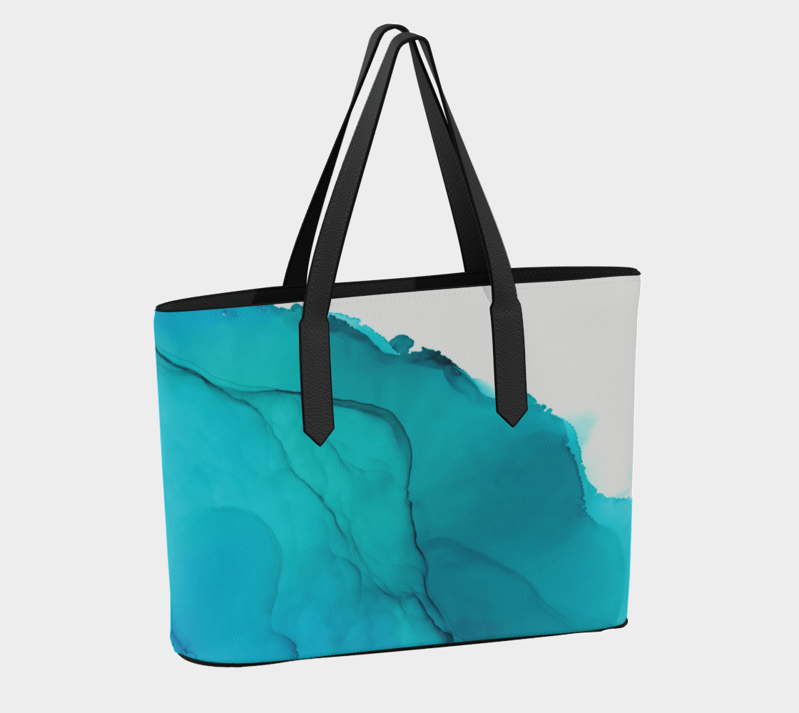 Vegan Leather Tote Bag | Blue wave