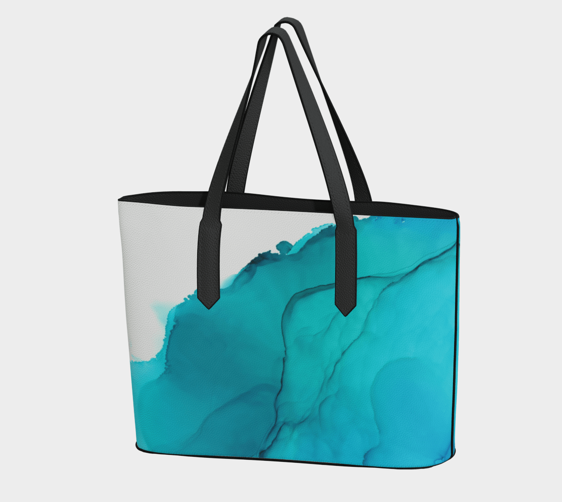 Vegan Leather Tote Bag | Blue wave