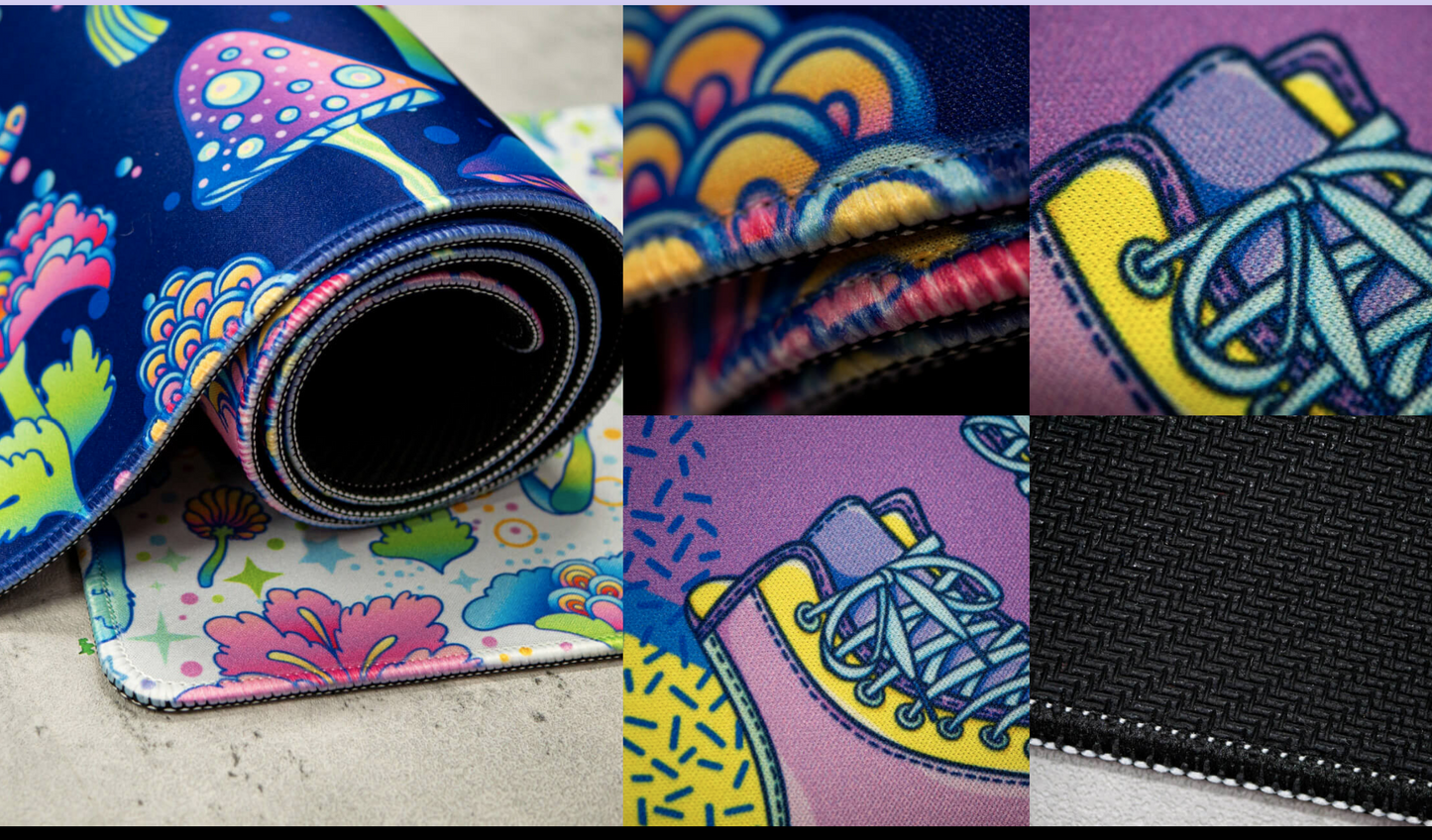 Small | Desk Mat | Blue Ink Wave