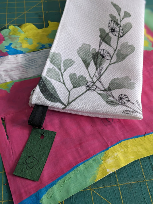 Zippered Cotton Canvas Pencil Case | Floral Moss