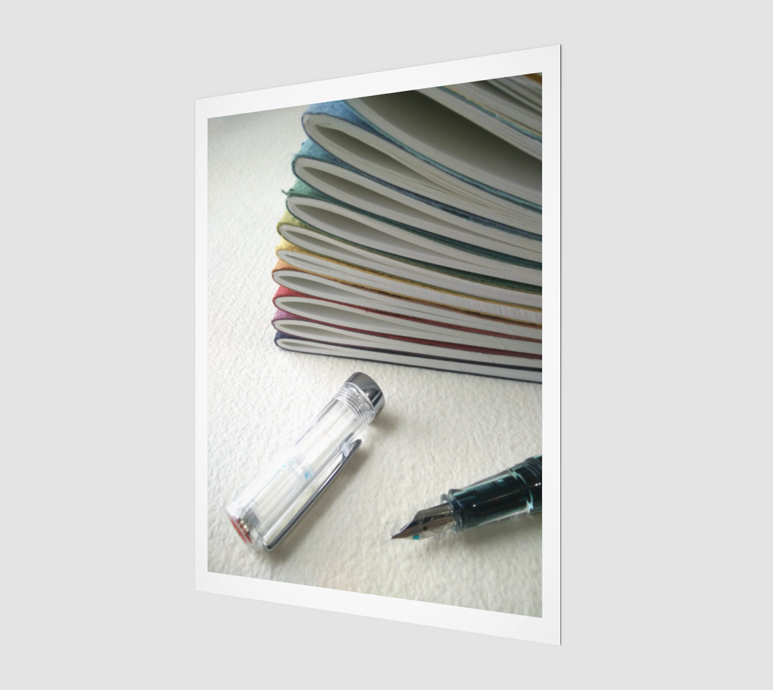 Art Print | Notebooks and Fountain Pen