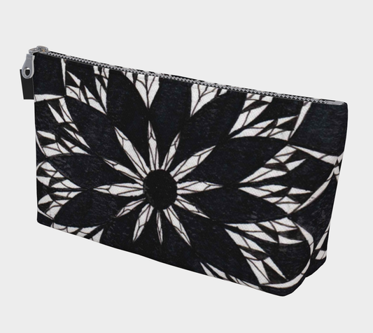 Zippered Project Bag | Black Stained Glass Flower