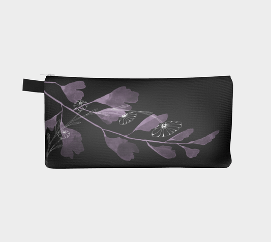Zippered Cotton Canvas Pencil Case | Purple Floral Moss