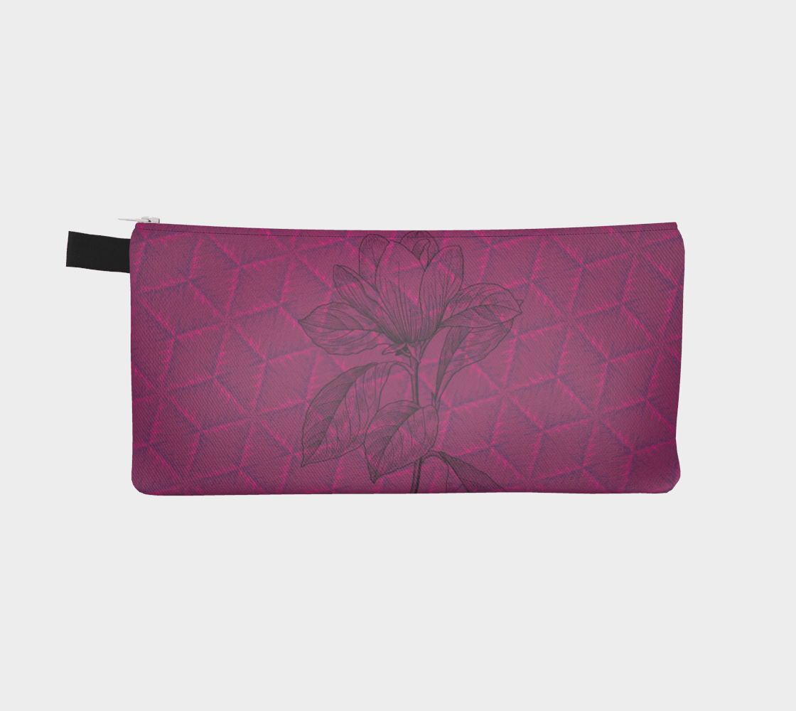 Zippered Cotton Canvas Pencil Case | Geometric Floral