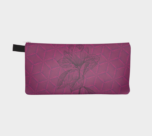 Zippered Cotton Canvas Pencil Case | Geometric Floral