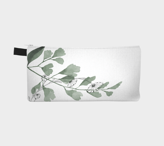 Zippered Cotton Canvas Pencil Case | Floral Moss