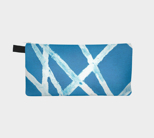 Zippered Cotton Canvas Pencil Case | White Lines