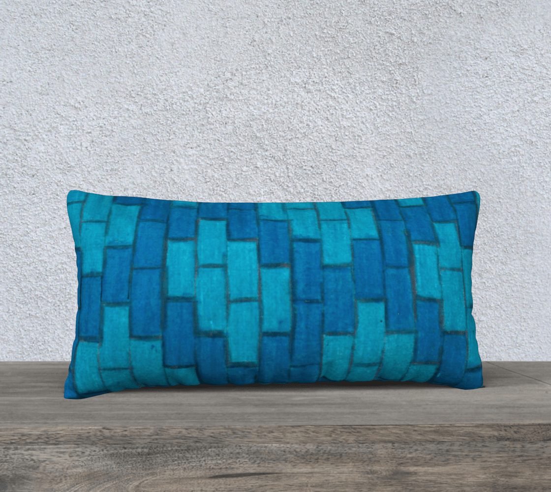 Throw Pillow Cover | 24 x 12 | Blue Bricks